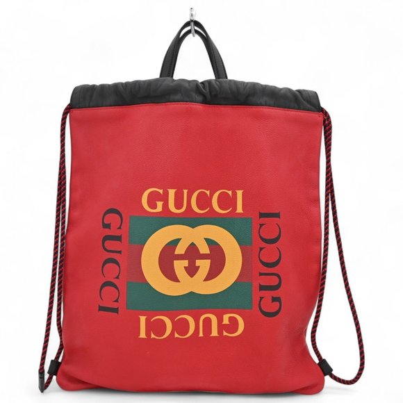 Gucci Coco Capitan Backpack in Hibiscus Red and Black - Picture 1 of 10
